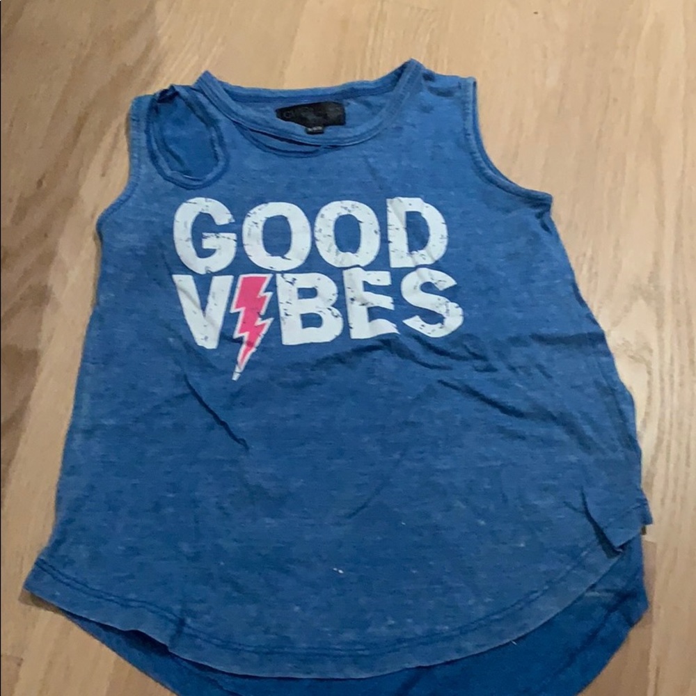 Sleeveless good vibes shirts with 2 cut out holes
